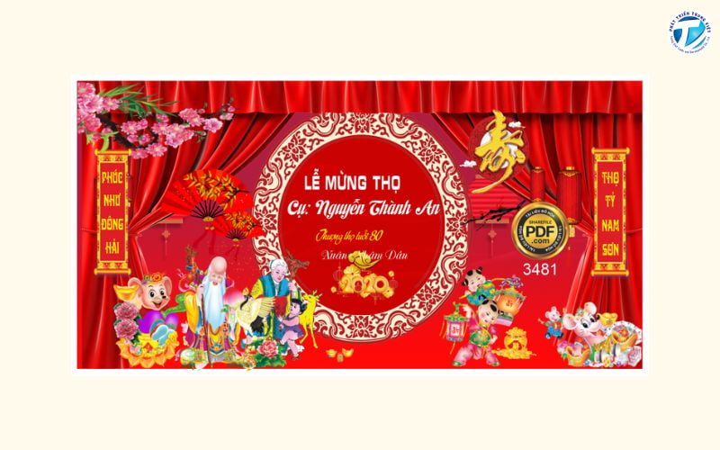 Mẫu phông mừng thọ 80 – 90 tuổi